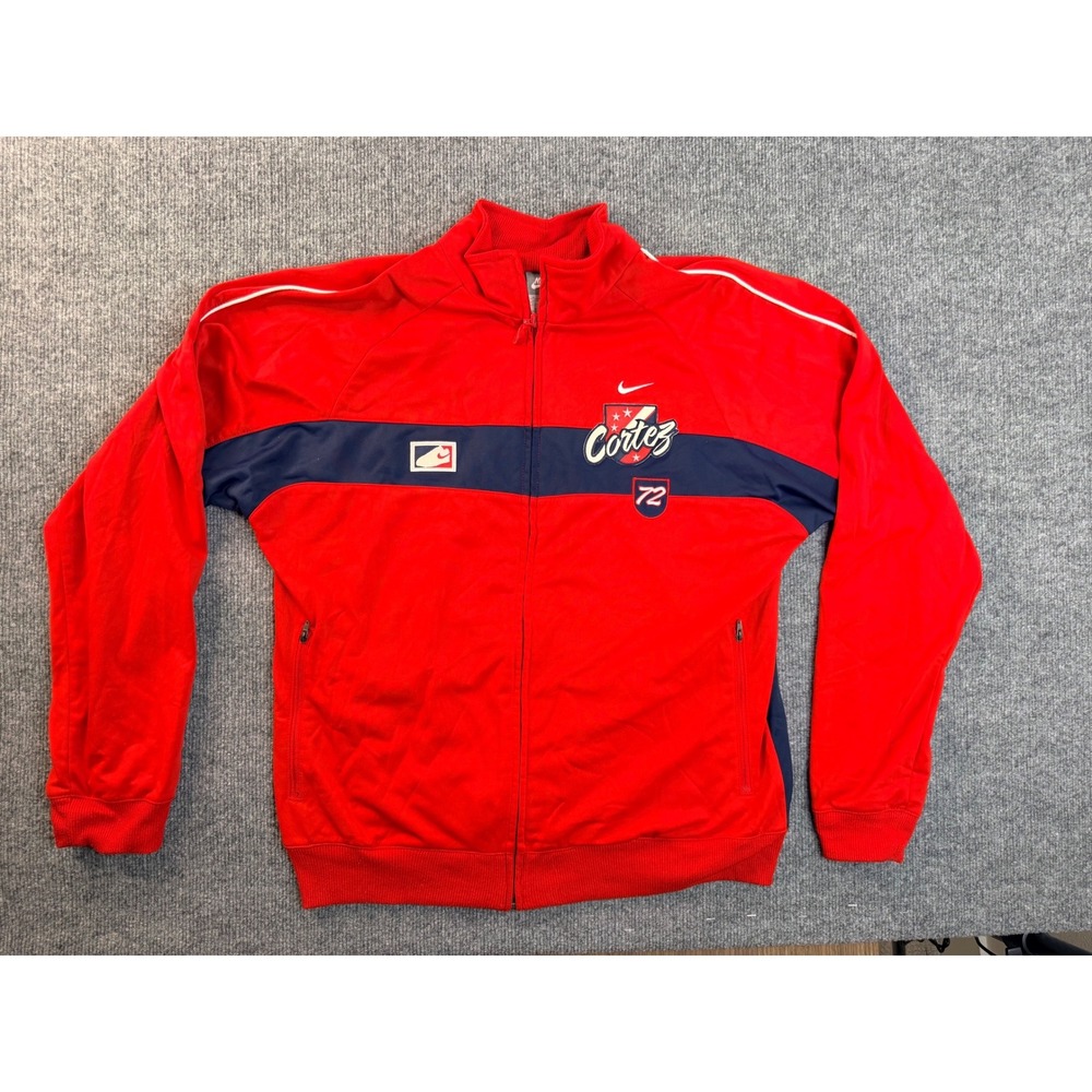 Nike Cortez 72 Track Jacket Mens Medium Red Navy Blue Full Zip Graphic Y2K Sport